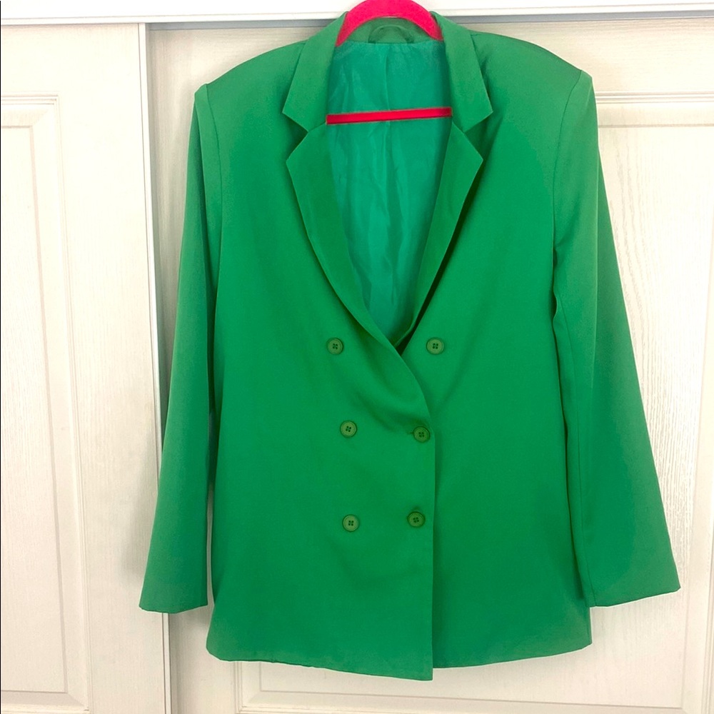 Green Double-Breasted Women's Blazer